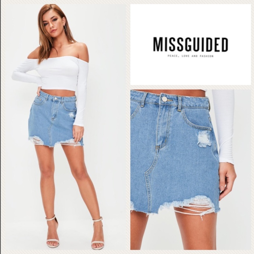 NEW!  Missguided ripped denim mini skirt size 4